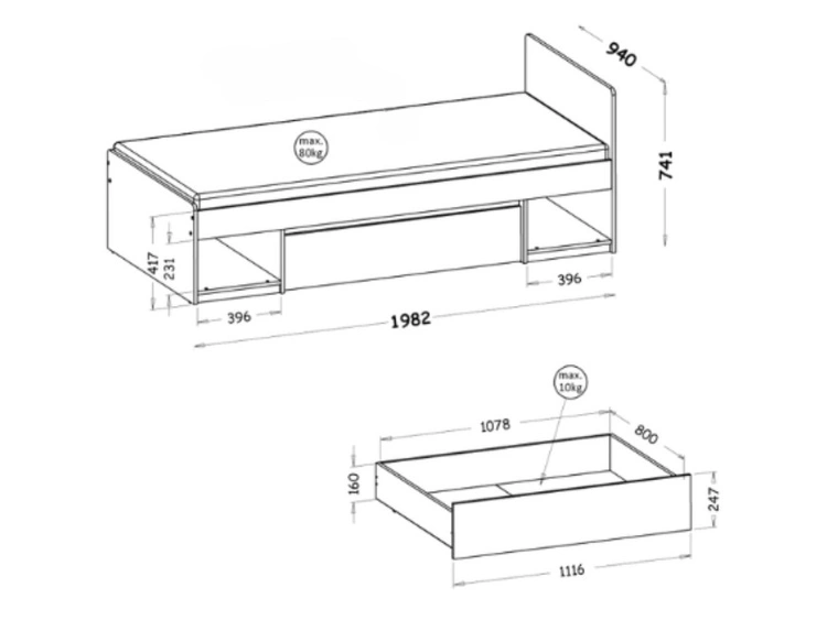 Möbel-Set für Jugendzimmer Arcadia Eiche Wotan, Weiß
