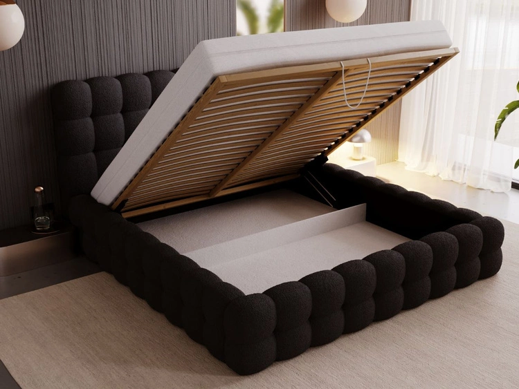 Polsterbett mit Bettkasten und Lattenrost 200x200 Twist Schwarz