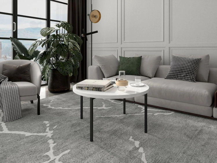 Runder Couchtisch Sevilla Weiß Glanz