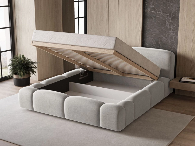 Polsterbett mit Bettkasten und Lattenrost 180x200 Aubi Grau