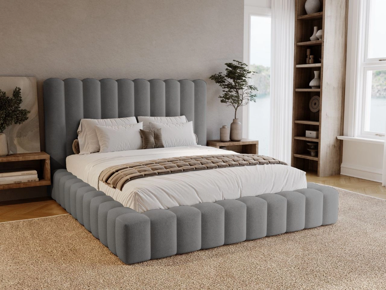 Polsterbett mit Bettkasten und Lattenrost 180x200 Rotto Grau