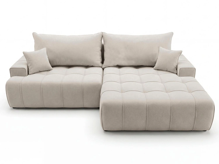 Ecksofa L-Form mit Schlaffunktion und Bettkasten Tulio Rechts Beige