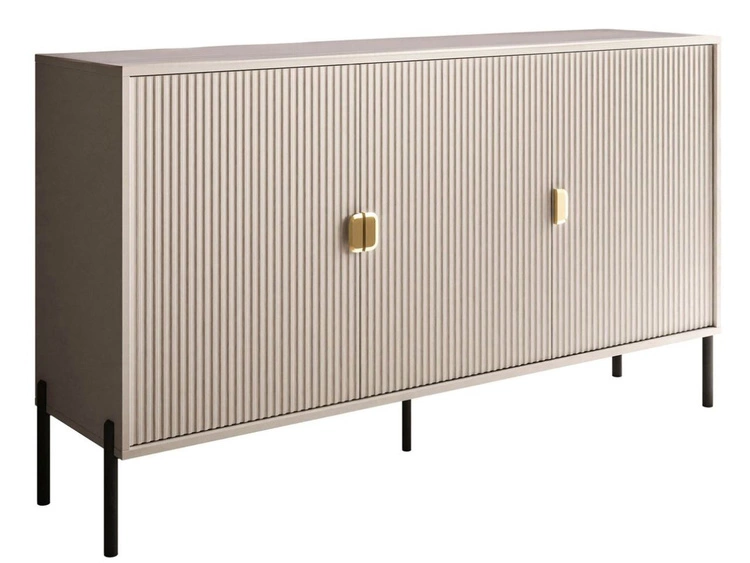 Kommode dreitürig breit mit Goldgriffen Orlean Kaschmir Matt