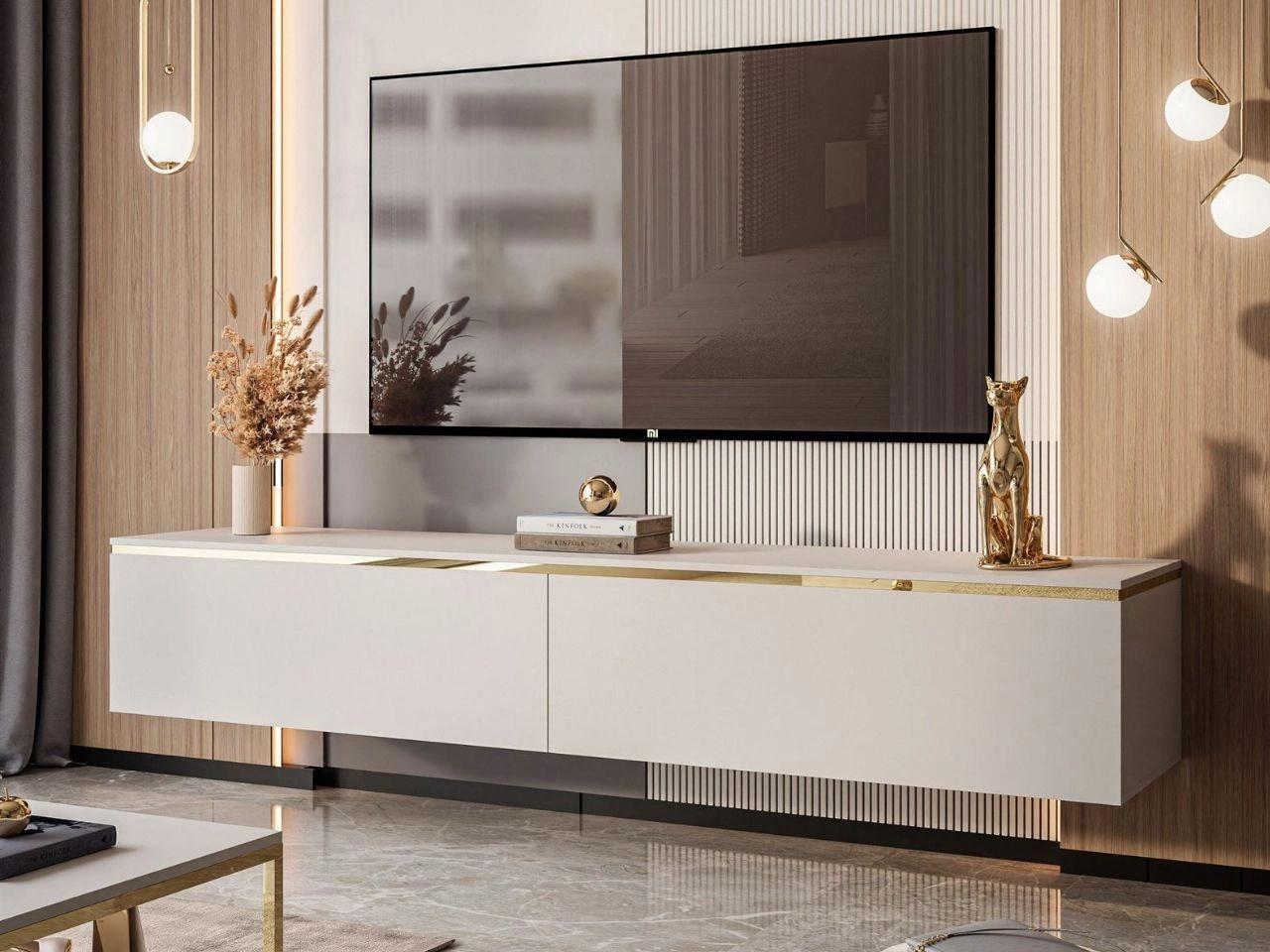 Hänge TV-Schrank 180 cm Glamour für Wohnzimmer Evare Kaschmir