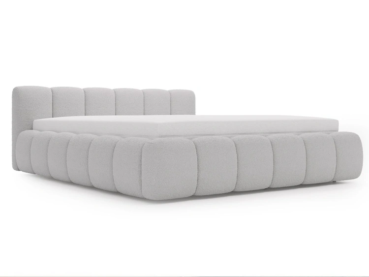 Polsterbett mit Bettkasten und Lattenrost 200x200 Cloud Low Bouclé-Stoff Grau