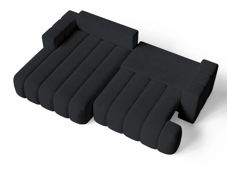 Ecksofa L-Form Links mit Schlaffunktion und Bettkasten Caleo Schwarz