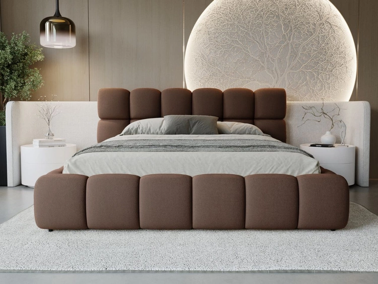 Polsterbett mit Bettkasten und Lattenrost 200x200 Modo Braun
