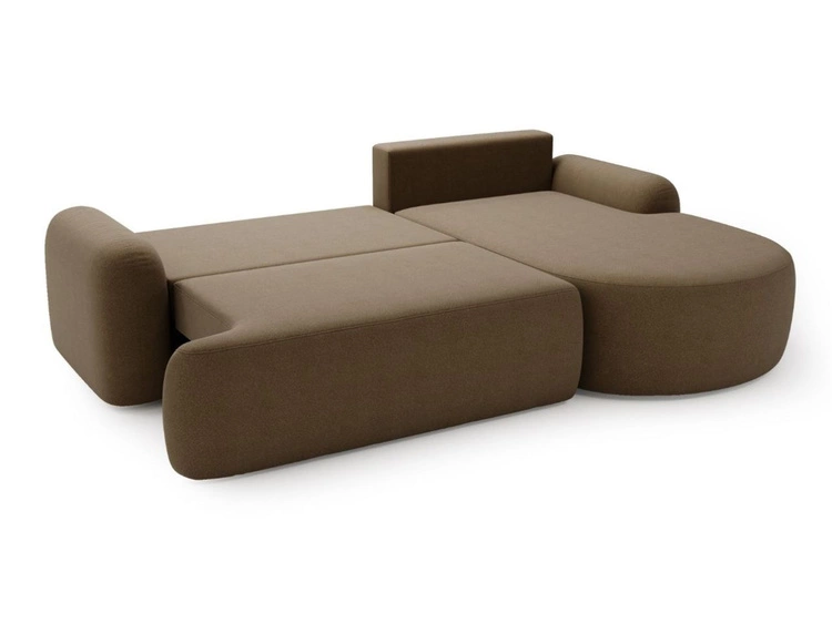 Ecksofa L-Form Rechts mit Schlaffunktion und Bettkasten Aurio Braun