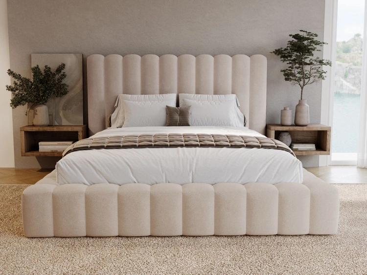 Polsterbett mit Bettkasten und Lattenrost 140x200 Rotto Beige