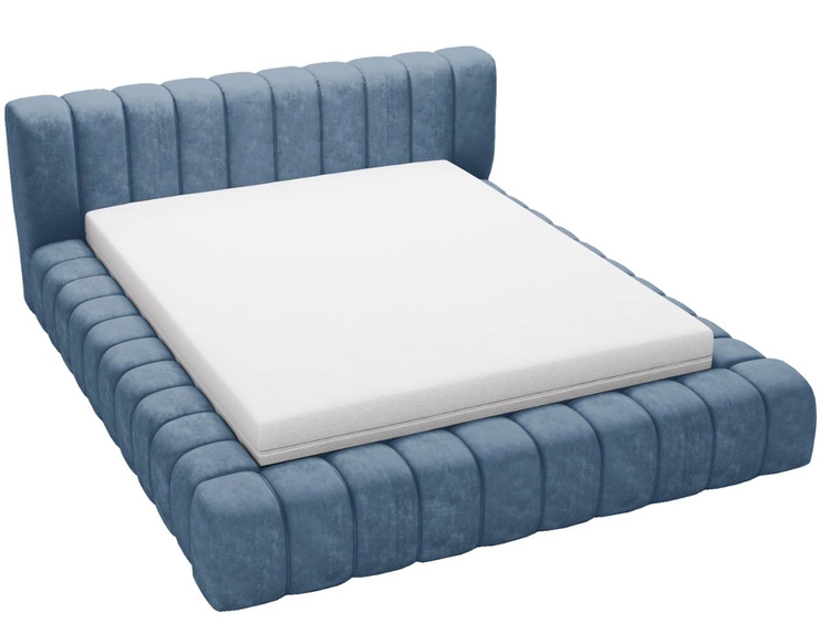 Polsterbett mit Bettkasten und Lattenrost 140x200 Italia Blau