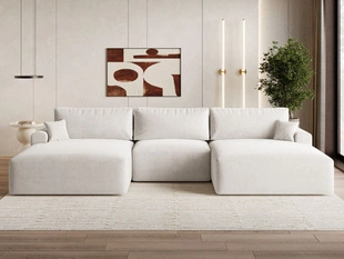 Wohnlandschaft mit Schlaffunktion und Bettkasten Serene Hellbeige