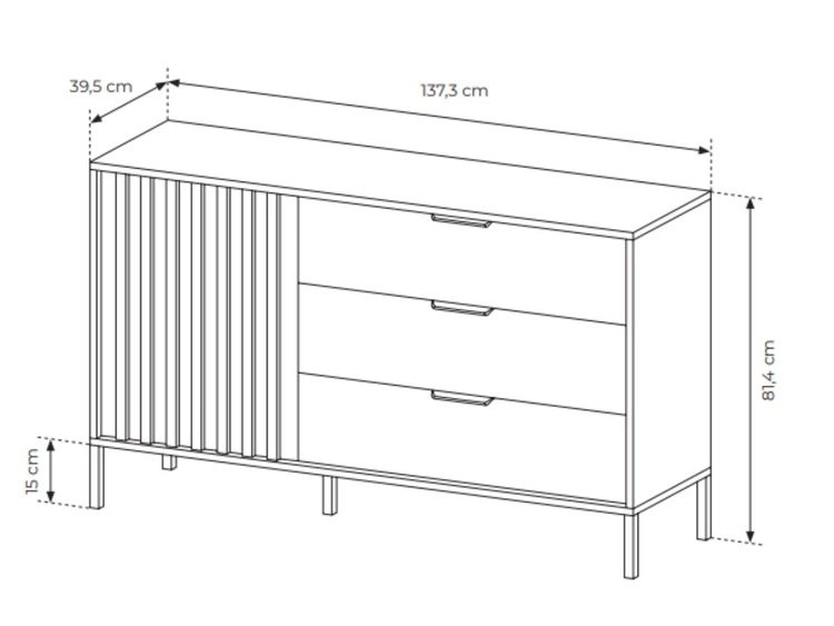 Kommode mit Türe und Schubladen Turia Artisan Eiche, Anthrazit