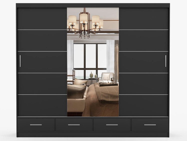 Kleiderschrank mit Spiegel 203 cm Fiore Schwarz