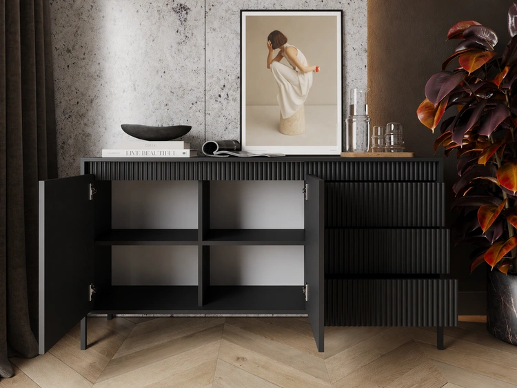 Kommode mit Türen und Schubladen 153 cm Sorano Schwarz