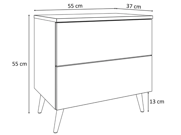 Nachttisch mit Schubladen auf Goldenen Metallbeinen Nuveo Weiß Hochglanz
