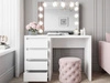 Schminktisch mit Spiegel, Schubladen und LED Nesso Weiß Matt