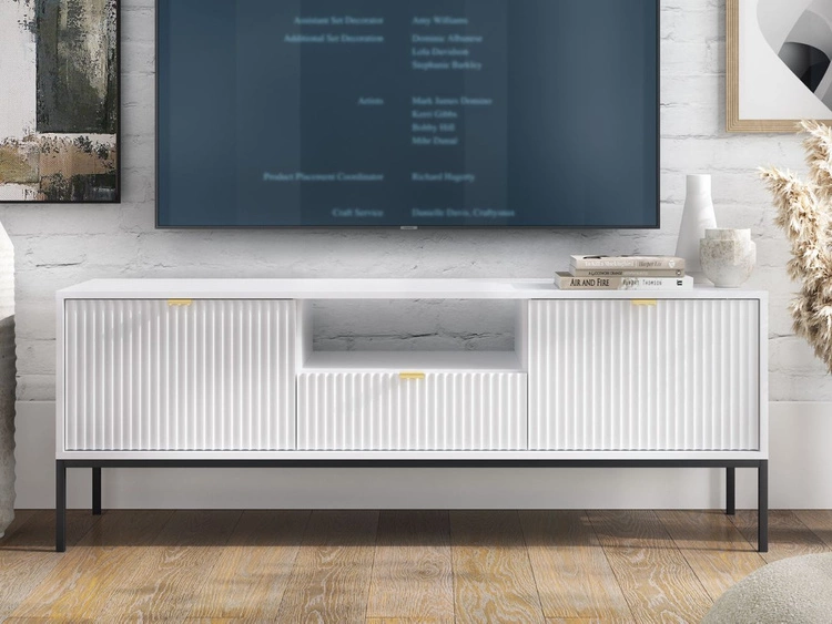 Wohnzimmerset Amber Weiß, Schwarz Frame