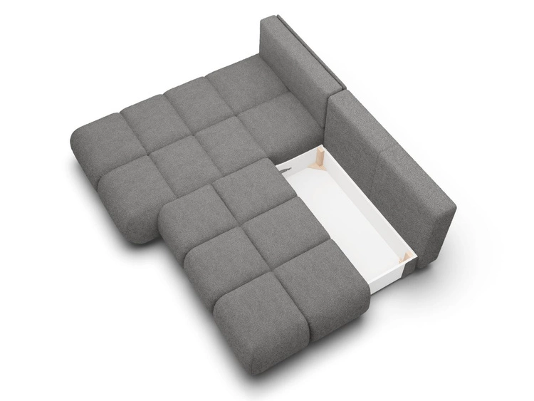 Ecksofa mit Schlaffunktion und Bettkasten Links Milet Grau