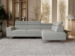 Ecksofa mit Schlaffunktion und Bettkasten Berona rechts Grau