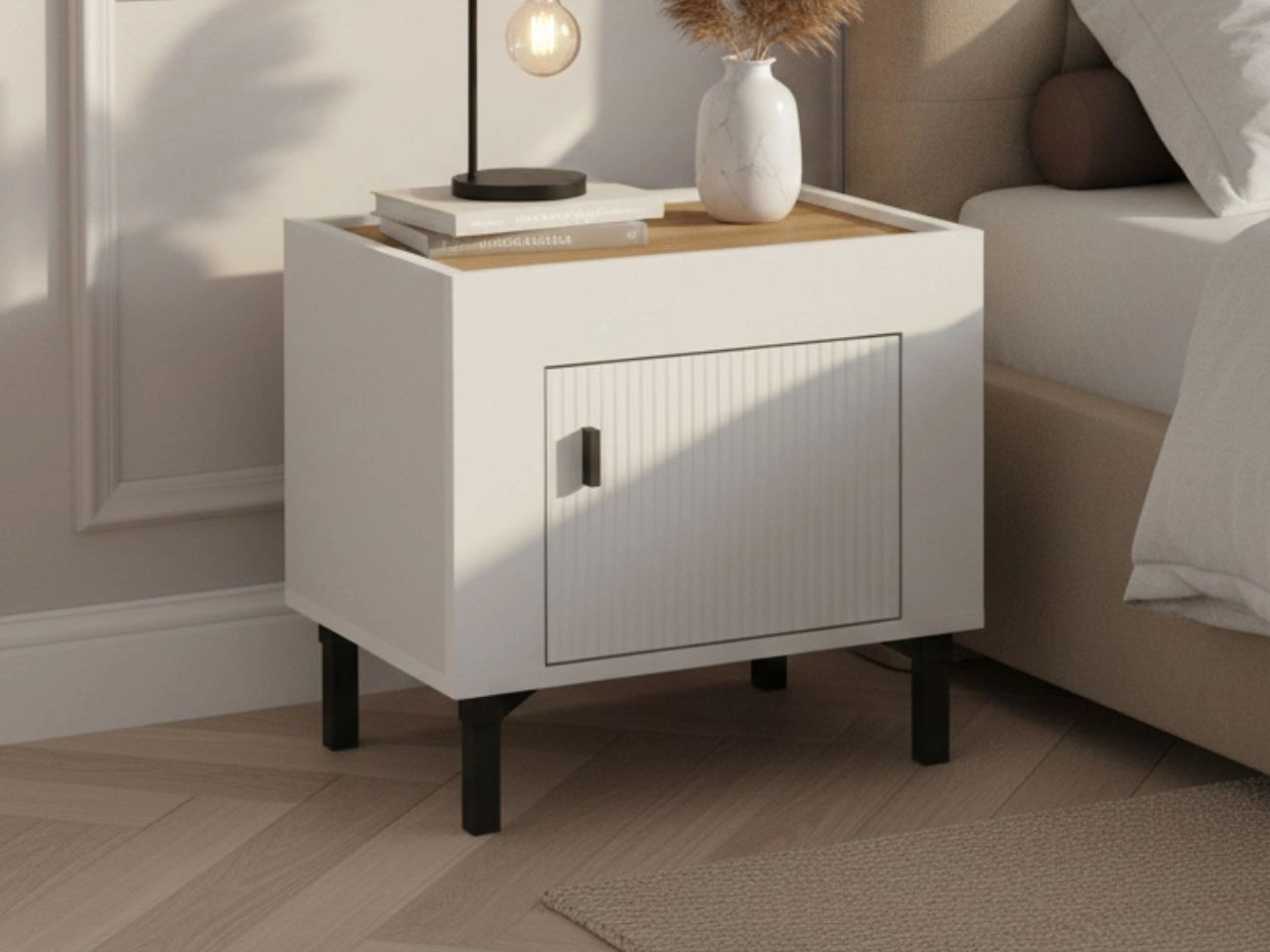 Nachtschrank mit schrank Messina Weiß