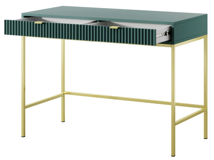 Schminktisch mit Schubladen Amber Grün, Gold Frame
