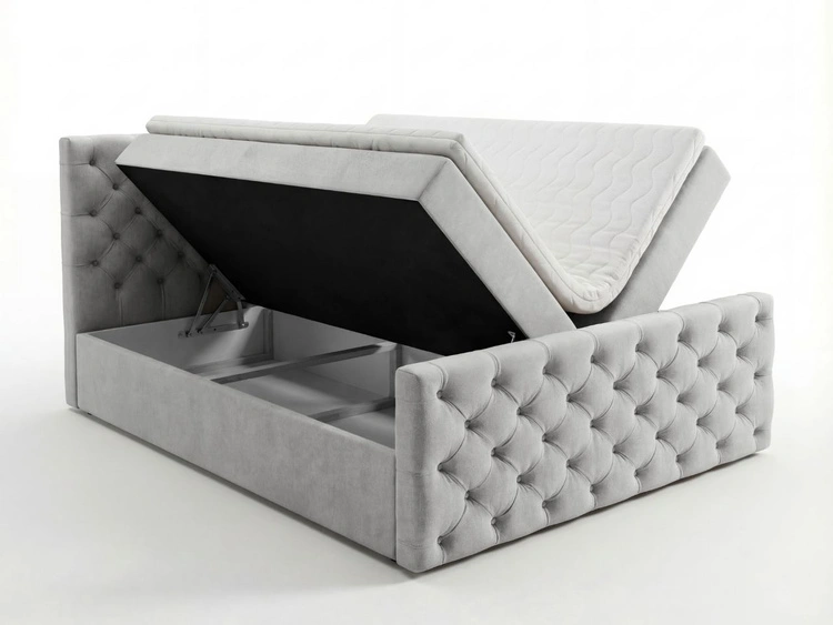 Boxspringbett mit Bettkasten 120x200 Montego Hellgrau