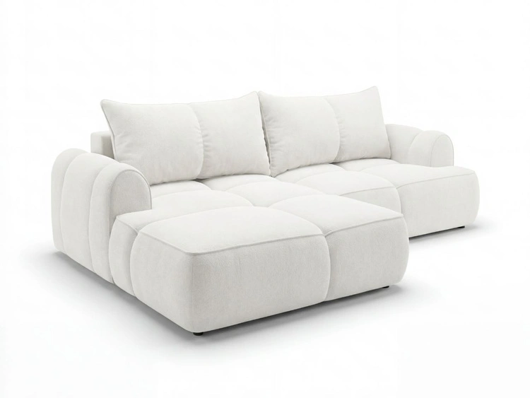 Ecksofa L-Form Links mit Schlaffunktion und Bettkasten Bonno Creme