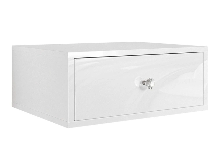 Hängender Nachttisch Glamour mit Schublade und LED-Beleuchtung Brisa Weiß Hochglanz