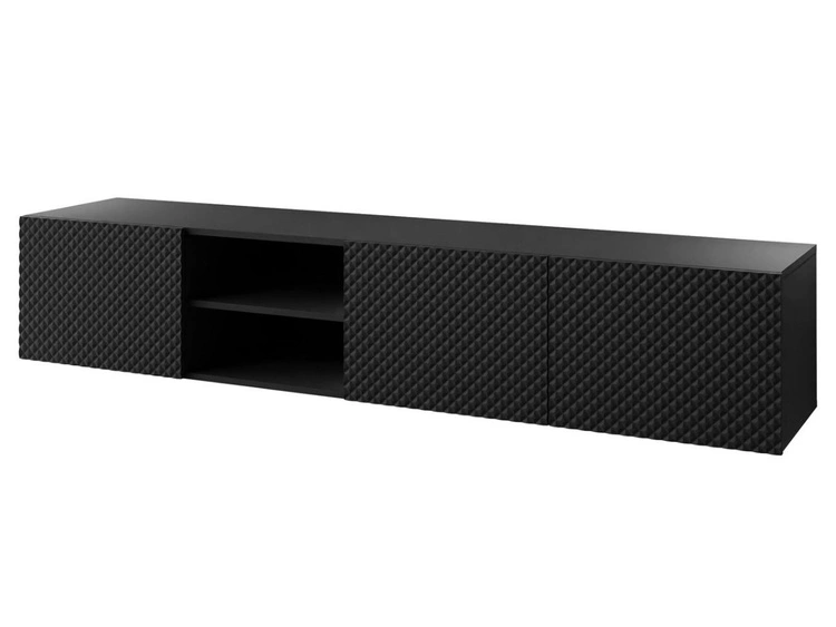 Hängender TV-Schrank mit 3D-gefrästen Fronten Celiane Schwarz matt