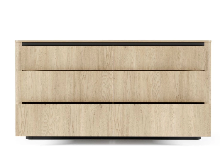 Kommode mit sechs Schubladen 160 cm Fascino Eiche Cremona, Schwarz