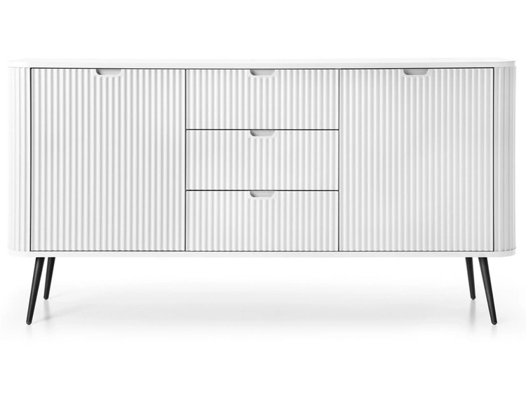 Kommode mit Türen und Schubladen Viva Weiß auf Schwarzen Beinen