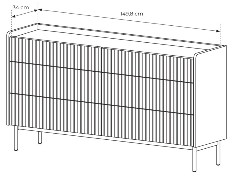 Kommode mit 6 Schubladen Abios Beige, Scandi Eiche