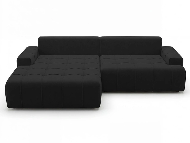 Ecksofa L-Form mit Schlaffunktion und Bettkasten Tulio Links Schwarz