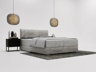 Boxspringbett mit Bettkasten 140x200 Forte Hellgrau
