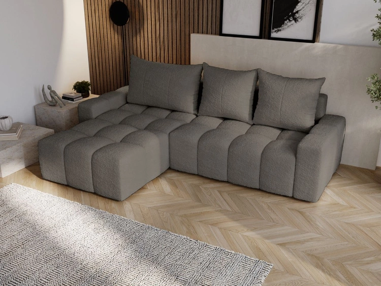 Ecksofa L-Form mit Schlaffunktion und Bettkasten Bresso Dunkelgrau