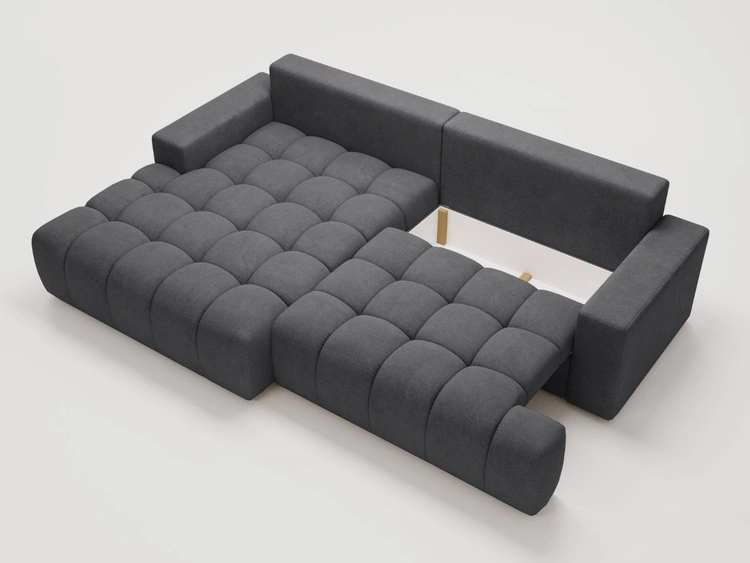 Ecksofa L-Form mit Schlaffunktion und Bettkasten Havi Links Graphit