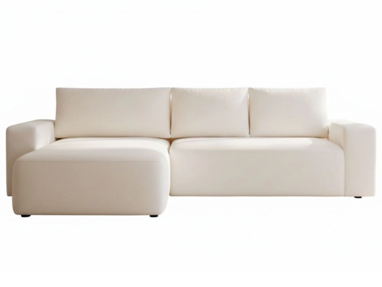 Ecksofa L-Form Links mit Schlaffunktion und Bettkasten Tazones Creme