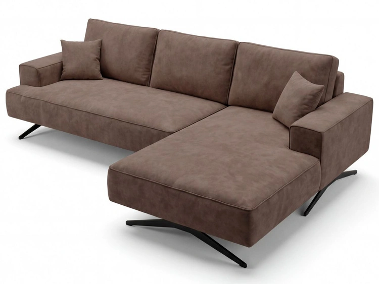 Ecksofa L-Form auf Metallbeinen Leto Rechts Braun