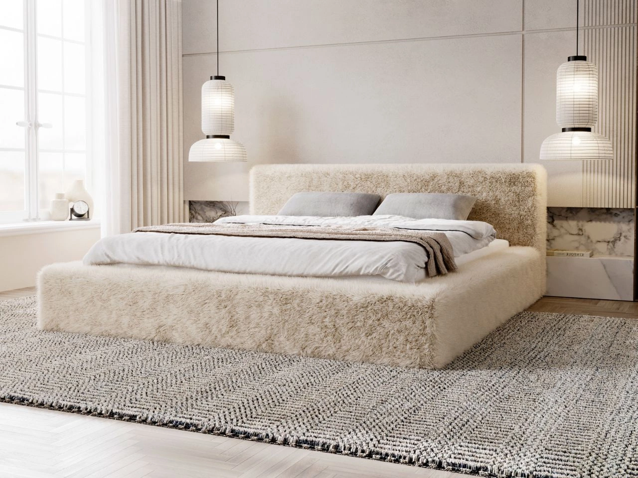 Polsterbett mit Bettkasten und Lattenrost 160x200 Enjoy Beige