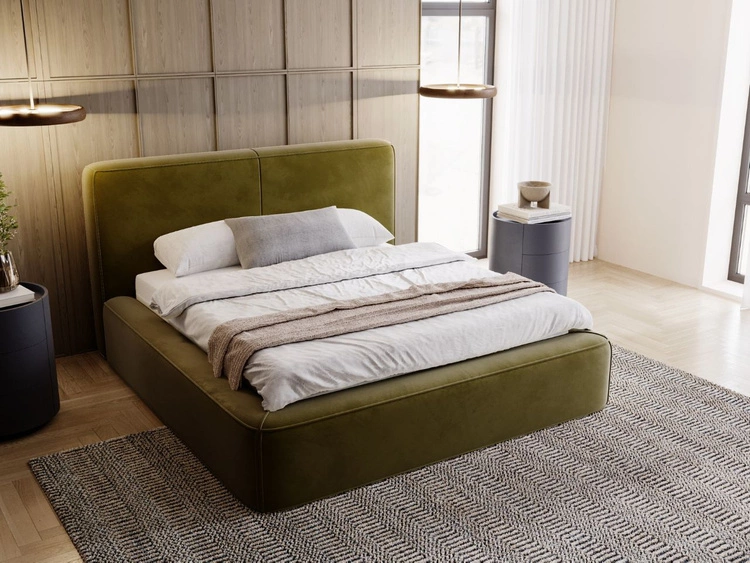 Polsterbett mit Bettkasten und Lattenrost 120x200 Amaro Grün