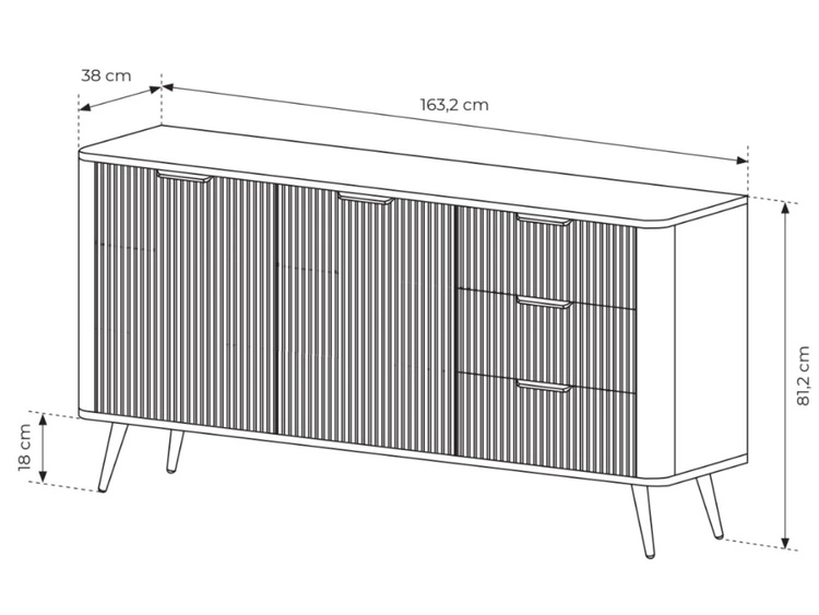 Kommode mit Türen und Schubladen Latina Schwarz