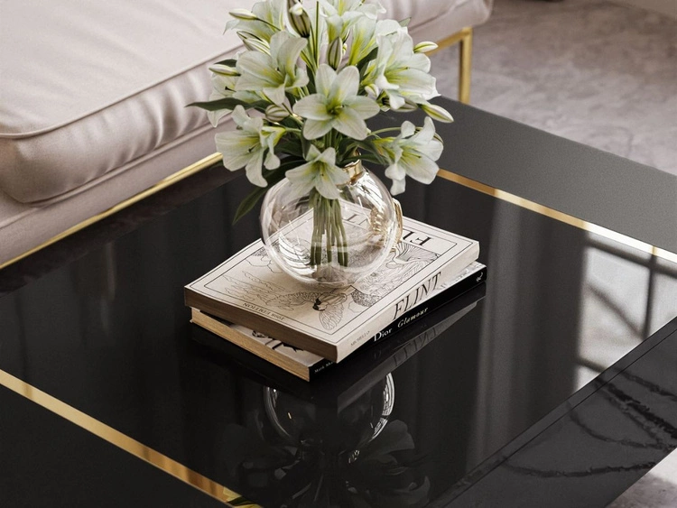 Couchtisch im Glamour-Stil Lunelie Schwarz Hochglanz