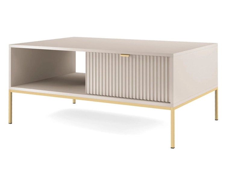 Wohnzimmerset Amber Kaschmir auf goldenen Beinen