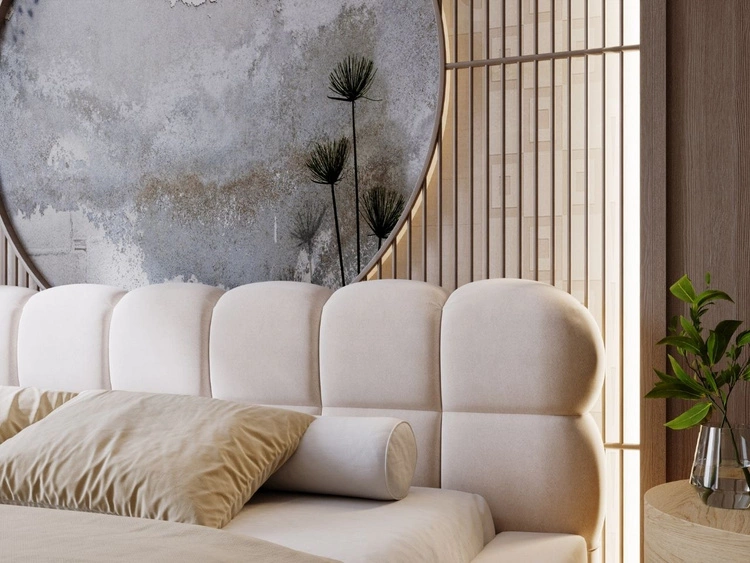 Polsterbett mit Bettkasten und Lattenrost 180x200 Plaza Beige