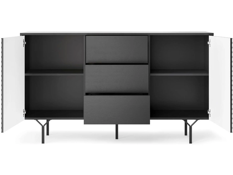 Kommode mit zwei Türen und Schubladen Ravi Schwarz