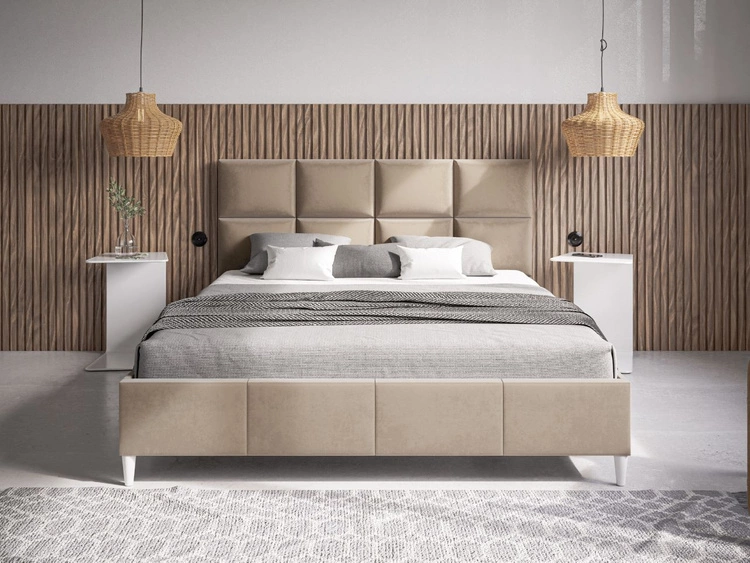 Polsterbett mit Lattenrost 140x200 Luxe Beige