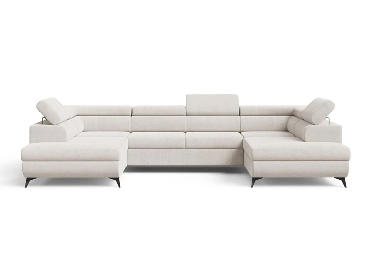 Wohnlandschaft mit Schlaffunktion und Bettkasten Argon Hellbeige