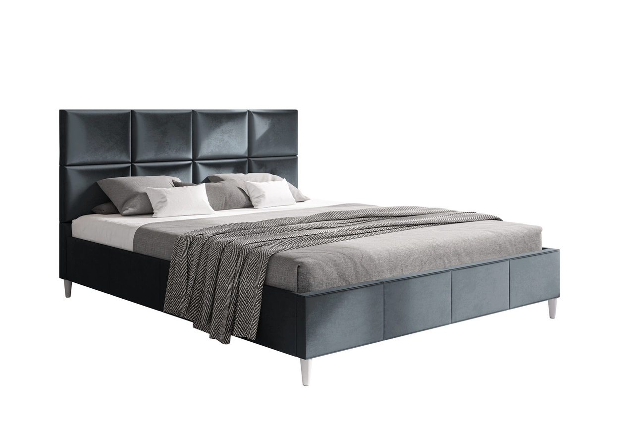 Doppelbett Glamour Luxe 140x200 - Dunkelgrau