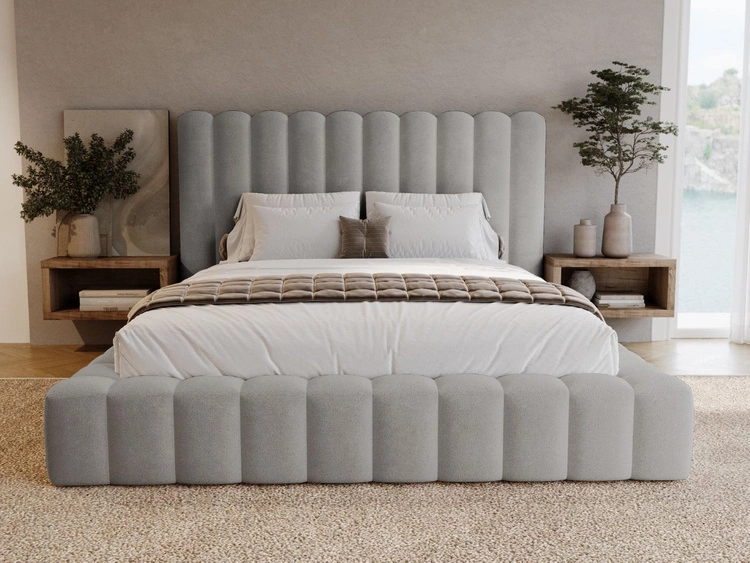 Polsterbett mit Bettkasten und Lattenrost 120x200 Rotto Hellgrau