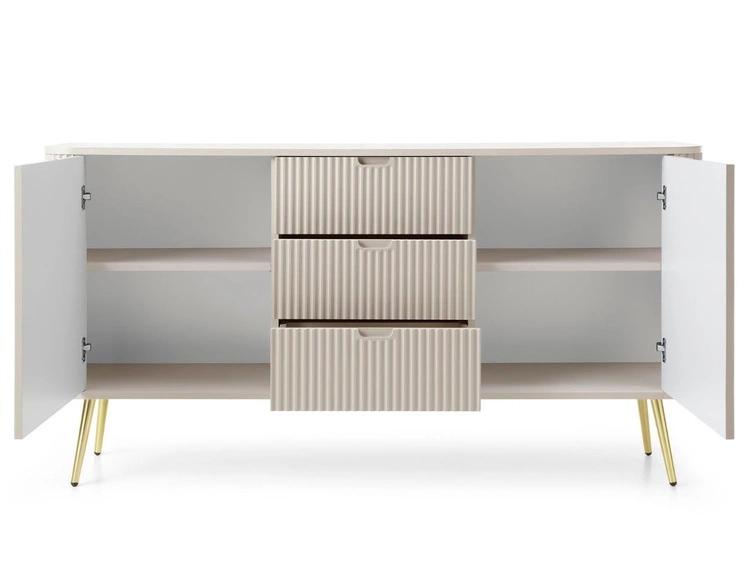 Kommode mit Türen und Schubladen Viva Beige auf Golden Beinen